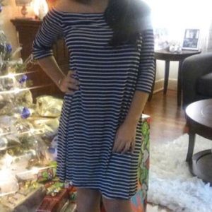 Stripped strapless dress